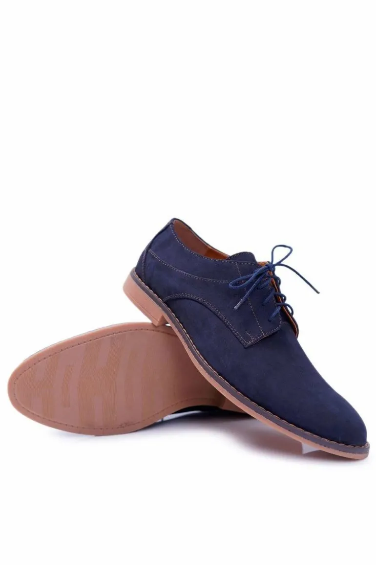 Męskie Półbuty Bednarek Nubukowe Granatowe Atletos