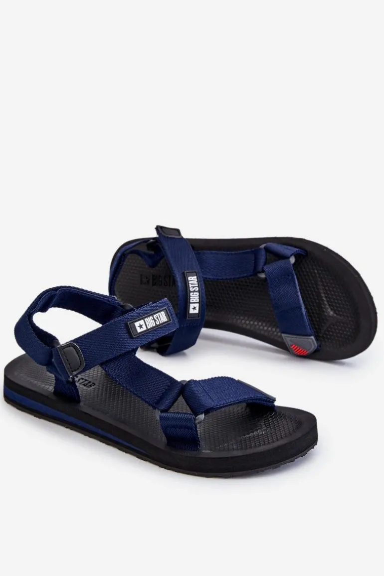 Męskie Sandały Na Rzepy Big Star DD174718 Granatowe
