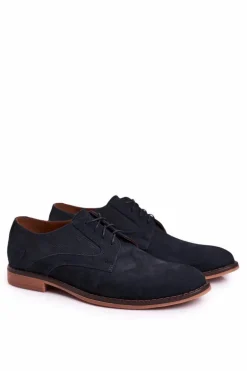 Męskie Skórzane Mokasyny Nubuk BEDNAREK Granatowe