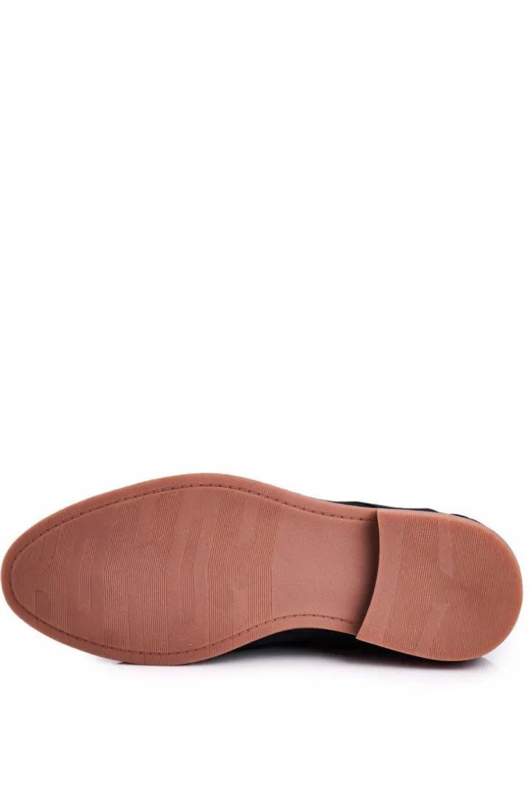 Męskie Skórzane Mokasyny Nubuk BEDNAREK Granatowe