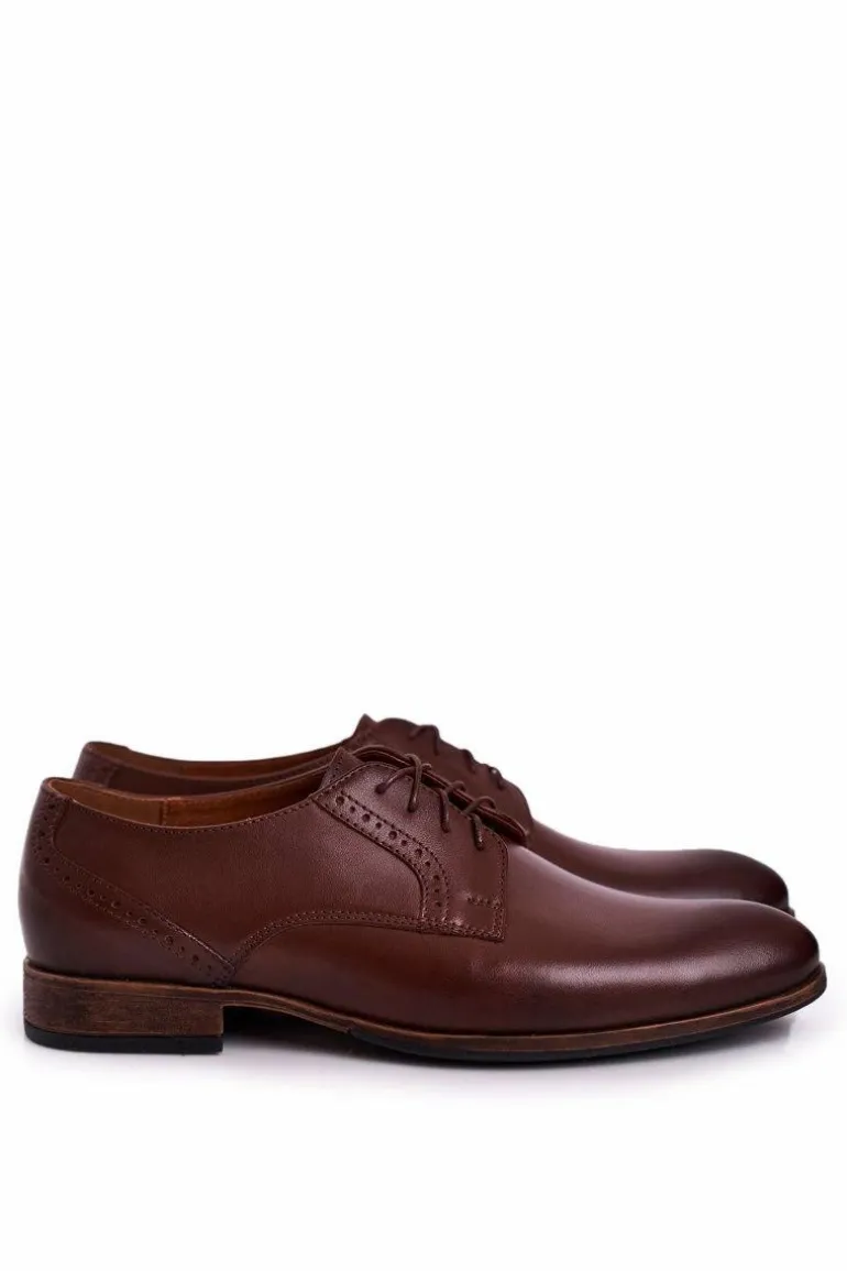 Męskie Skórzane Mokasyny Z Jasną Podeszwą BEDNAREK Ciemny Brąz