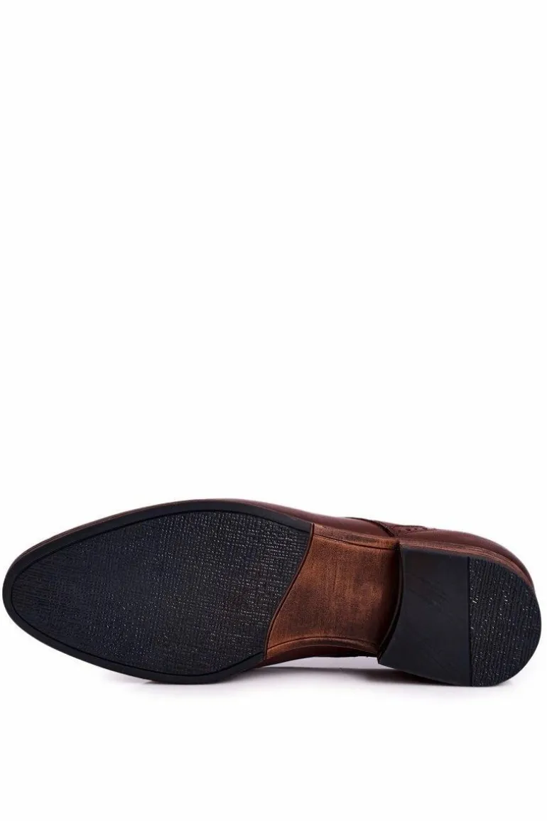 Męskie Skórzane Mokasyny Z Jasną Podeszwą BEDNAREK Ciemny Brąz