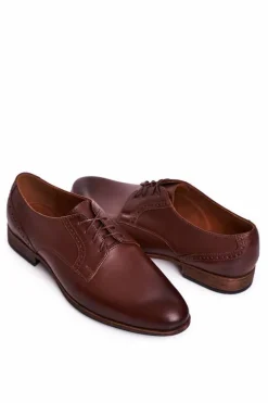 Męskie Skórzane Mokasyny Z Jasną Podeszwą BEDNAREK Ciemny Brąz