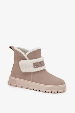 Śniegowce Botki Damskie Z Naturalnego Zamszu Z Kożuszkiem Lee Cooper LCJ-25-01-3739 Szare