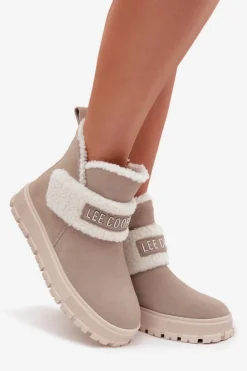 Śniegowce Botki Damskie Z Naturalnego Zamszu Z Kożuszkiem Lee Cooper LCJ-25-01-3739 Szare