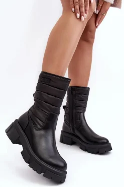 Śniegowce Botki Ocieplane Na Suwak Czarne Big Star MM274068