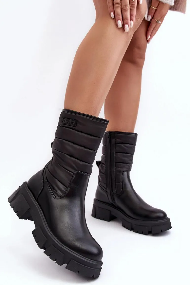 Śniegowce Botki Ocieplane Na Suwak Czarne Big Star MM274068