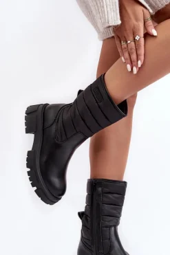 Śniegowce Botki Ocieplane Na Suwak Czarne Big Star MM274068