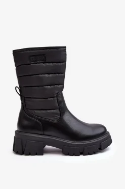 Śniegowce Botki Ocieplane Na Suwak Czarne Big Star MM274068
