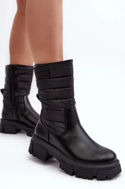 Śniegowce Botki Ocieplane Na Suwak Czarne Big Star MM274068