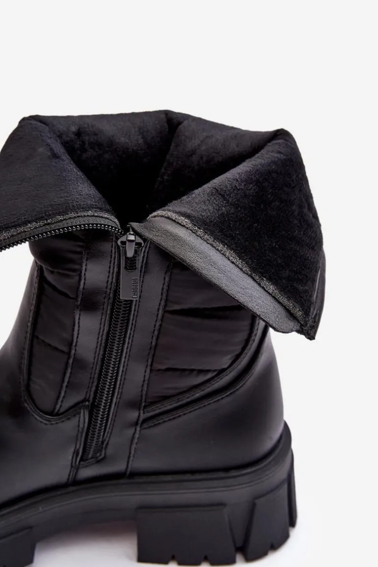 Śniegowce Botki Ocieplane Na Suwak Czarne Big Star MM274068