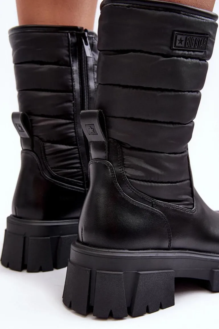 Śniegowce Botki Ocieplane Na Suwak Czarne Big Star MM274068