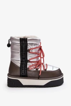 Śniegowce Damskie Na Grubej Podeszwie Wegańskie D.Franklin DFSH371006 Srebrne