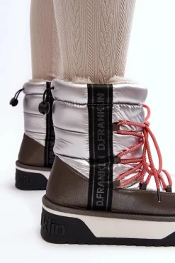 Śniegowce Damskie Na Grubej Podeszwie Wegańskie D.Franklin DFSH371006 Srebrne