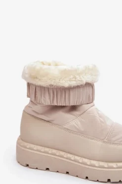 Śniegowce Damskie Na Grubej Podeszwie Jasnobeżowe Lureta