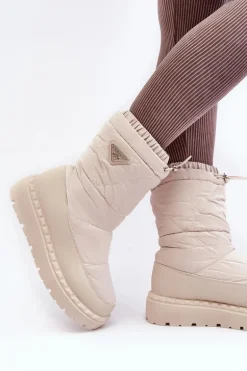 Śniegowce Damskie Na Grubej Podeszwie Jasnobeżowe Lureta