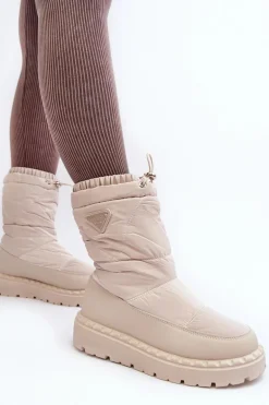 Śniegowce Damskie Na Grubej Podeszwie Jasnobeżowe Lureta