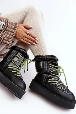 Śniegowce Damskie Na Grubej Podeszwie Wegańskie D.Franklin DFSH371007 Czarne