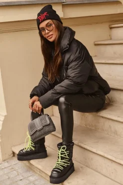 Śniegowce Damskie Na Grubej Podeszwie Wegańskie D.Franklin DFSH371007 Czarne