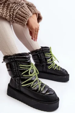 Śniegowce Damskie Na Grubej Podeszwie Wegańskie D.Franklin DFSH371007 Czarne