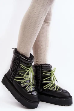 Śniegowce Damskie Na Grubej Podeszwie Wegańskie D.Franklin DFSH371007 Czarne