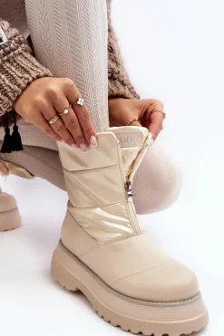 Śniegowce Damskie Na Grubej Podeszwie Z Suwakiem GOE MM2N4079 Beżowe