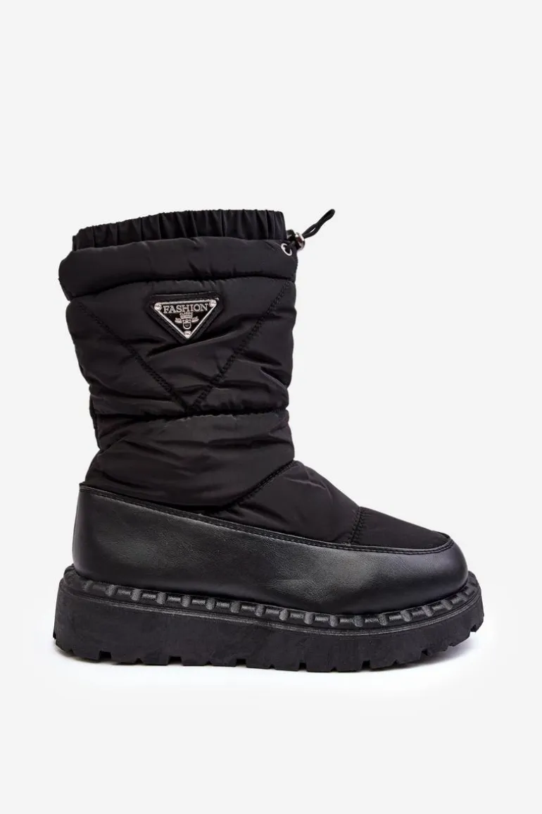 Śniegowce Damskie Na Grubej Podeszwie Czarne Lureta