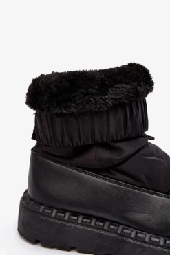Śniegowce Damskie Na Grubej Podeszwie Czarne Lureta