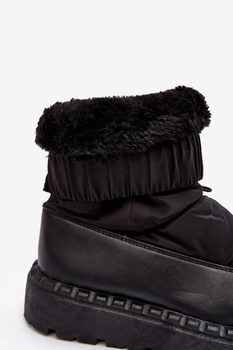 Śniegowce Damskie Na Grubej Podeszwie Czarne Lureta