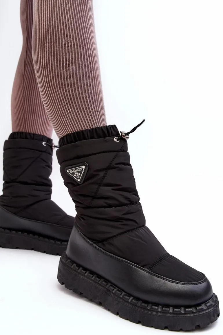 Śniegowce Damskie Na Grubej Podeszwie Czarne Lureta