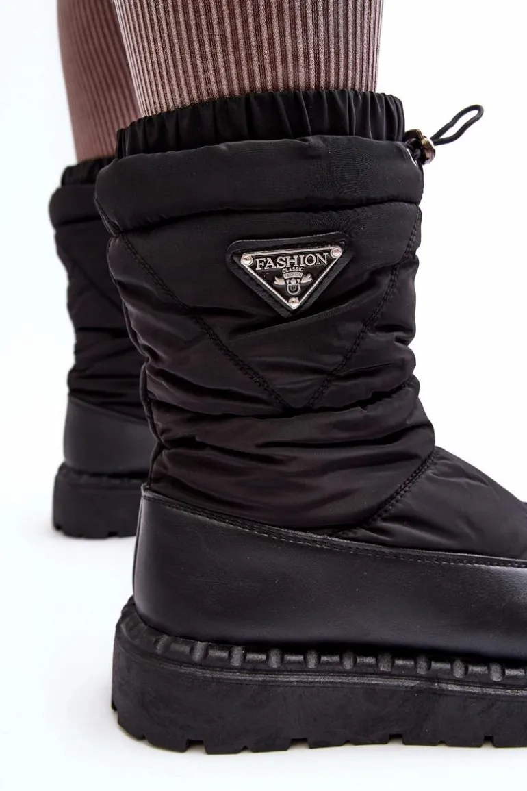 Śniegowce Damskie Na Grubej Podeszwie Czarne Lureta