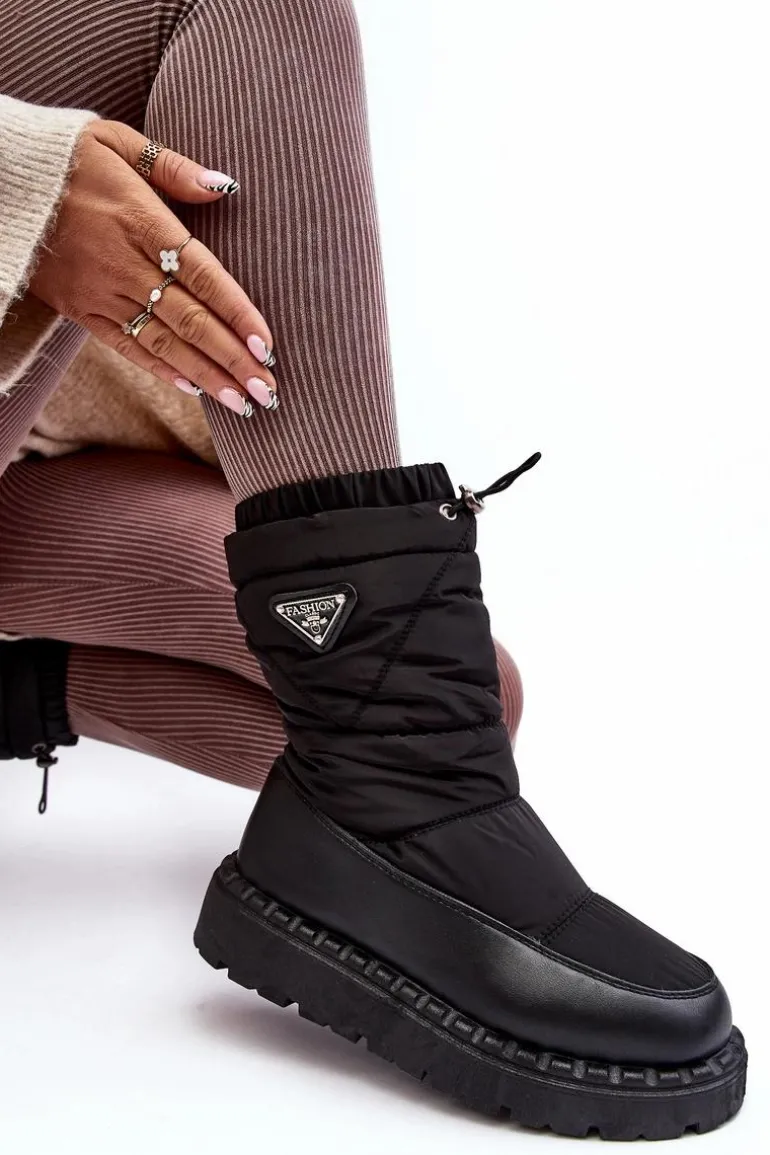 Śniegowce Damskie Na Grubej Podeszwie Czarne Lureta