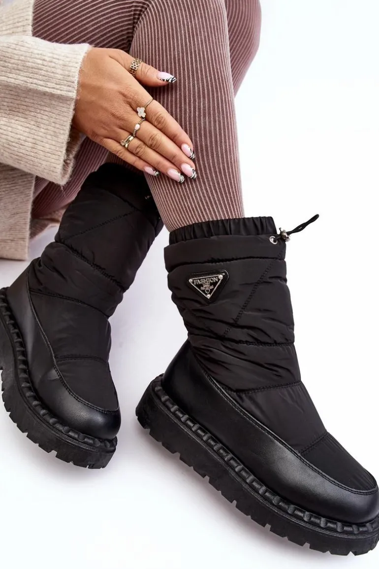 Śniegowce Damskie Na Grubej Podeszwie Czarne Lureta