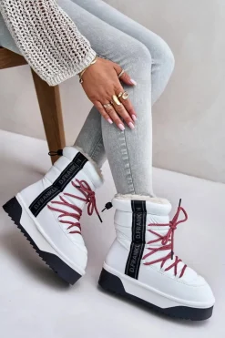 Śniegowce Damskie Na Grubej Podeszwie Wegańskie D.Franklin DFSH371007 Białe