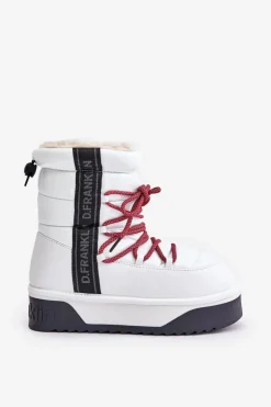 Śniegowce Damskie Na Grubej Podeszwie Wegańskie D.Franklin DFSH371007 Białe
