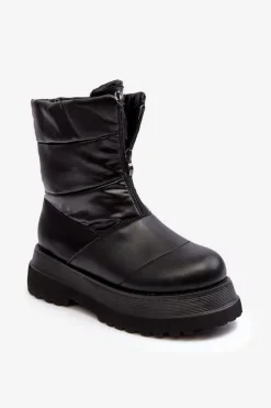 Śniegowce Damskie Na Grubej Podeszwie Z Suwakiem GOE MM2N4078 Czarne