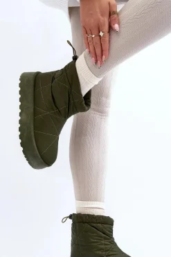 Śniegowce Damskie Na Masywnej Platformie Zielone Fionia