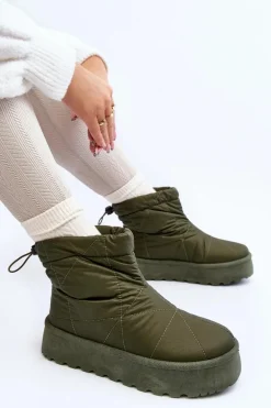 Śniegowce Damskie Na Masywnej Platformie Zielone Fionia