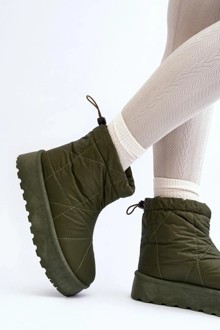 Śniegowce Damskie Na Masywnej Platformie Zielone Fionia