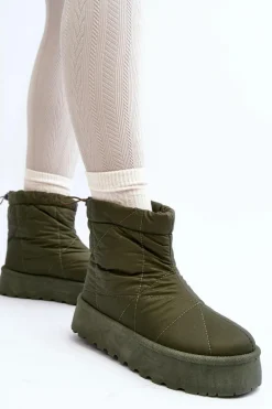 Śniegowce Damskie Na Masywnej Platformie Zielone Fionia