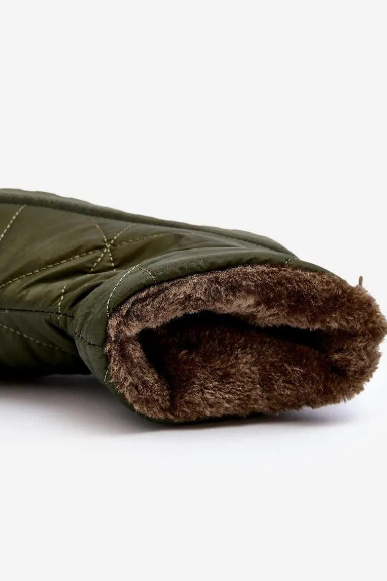 Śniegowce Damskie Na Masywnej Platformie Zielone Fionia