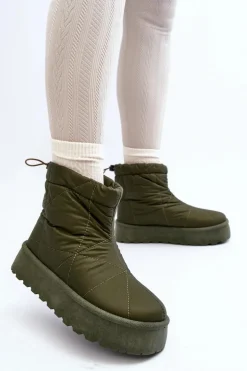 Śniegowce Damskie Na Masywnej Platformie Zielone Fionia