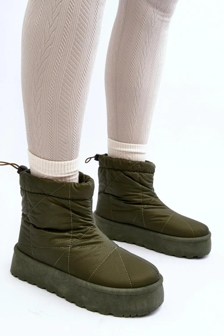 Śniegowce Damskie Na Masywnej Platformie Zielone Fionia