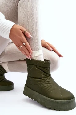 Śniegowce Damskie Na Masywnej Platformie Zielone Fionia