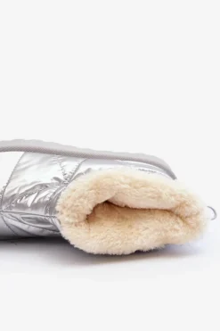 Śniegowce Damskie Na Masywnej Platformie Srebrne Fionia