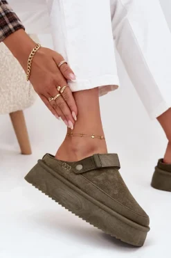 Śniegowce Damskie Na Platformie Z Rzepem Ciemnozielone Jorielle