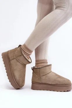 Śniegowce Damskie Na Platformie Ocieplane Futerkiem Zielone Xamella