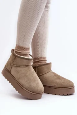 Śniegowce Damskie Na Platformie Ocieplane Futerkiem Zielone Xamella