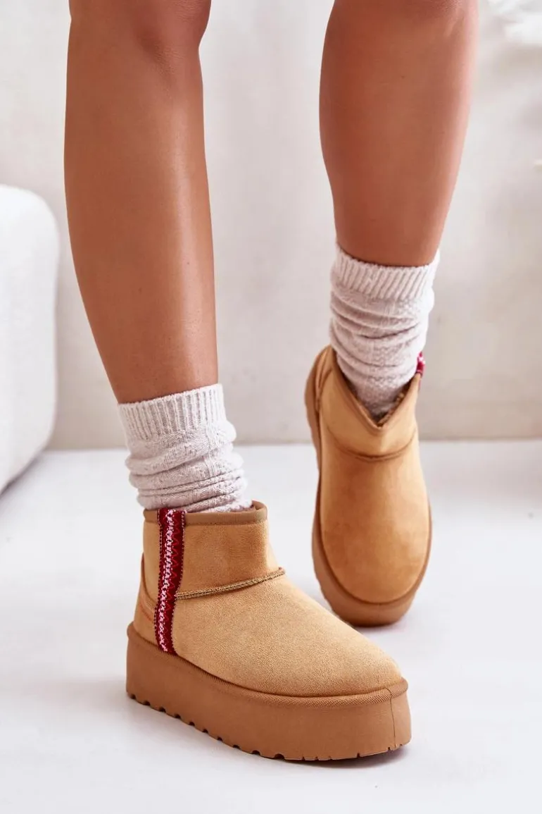 Śniegowce Damskie Na Platformie Ocieplane Camel Lomessa