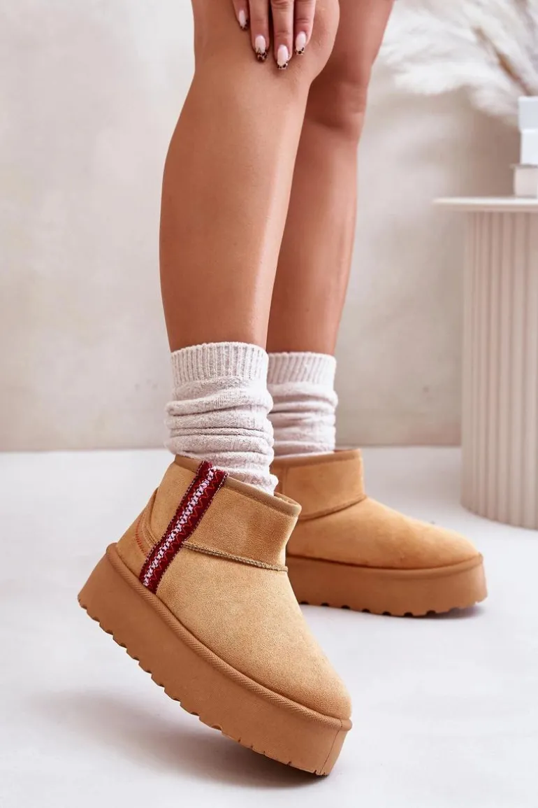 Śniegowce Damskie Na Platformie Ocieplane Camel Lomessa